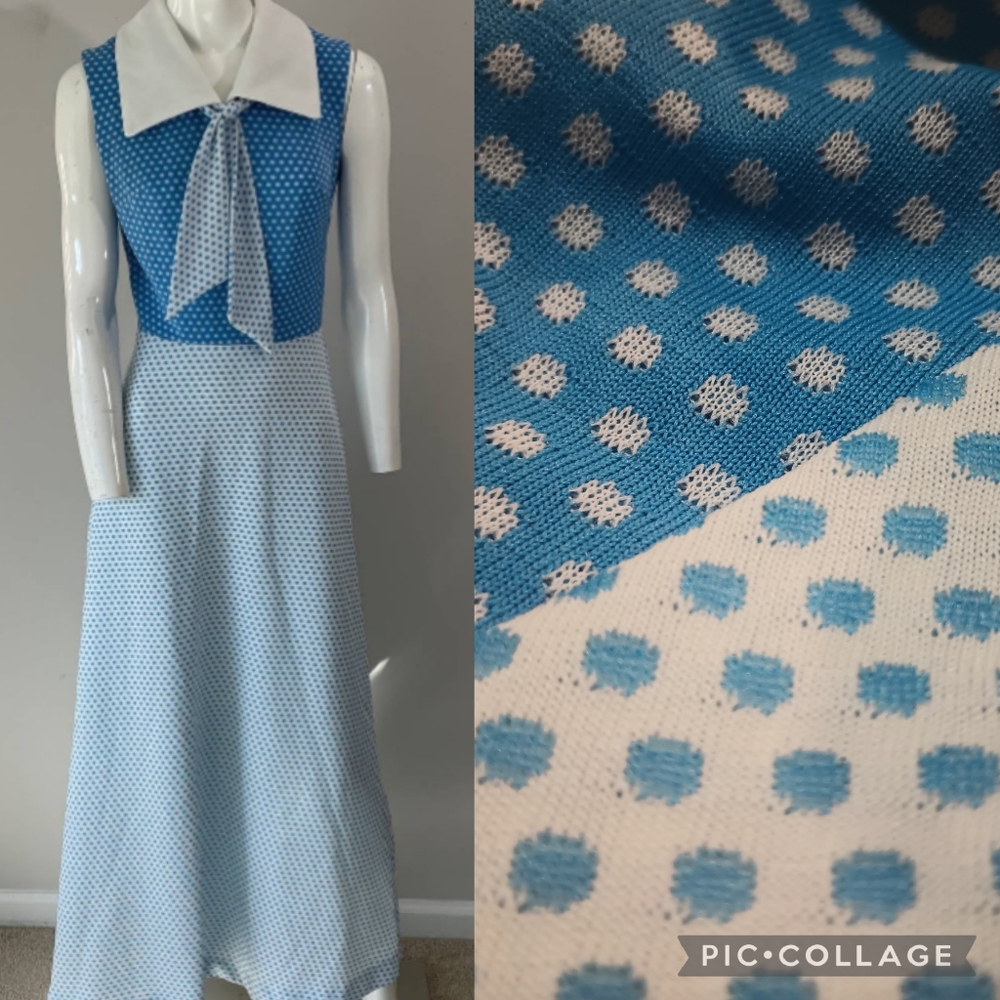 "Wonderland" Vintage Blue Polka Dot Dress
